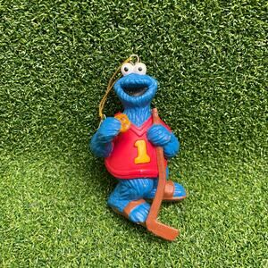 Vintage Sesame Street Cookie Monster Hockey Christmas Ornament